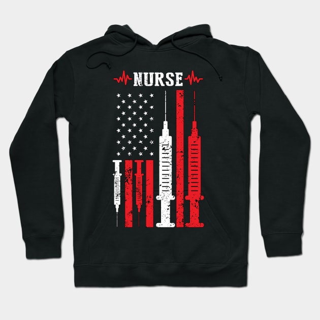 American Flag Nurse Art | Nurse 4th of July Gift Hoodie by The Perfect Mind